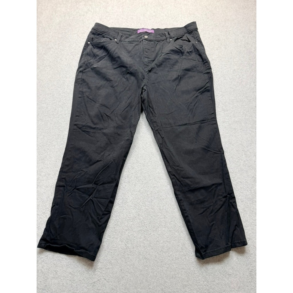 Gloria Vanderbilt Amanda Black Tapered High Rise Jeans Womens Plus Size 20WS